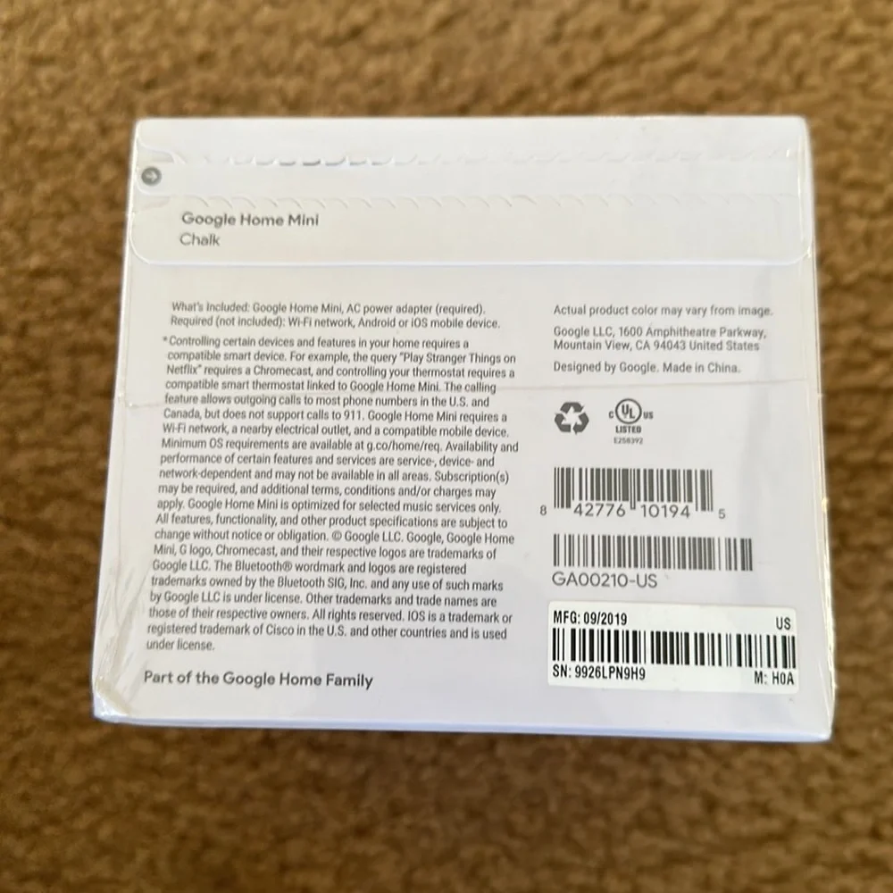 Google Home Mini Smart Speaker With Google Assistant Bluetooth Hands-Free